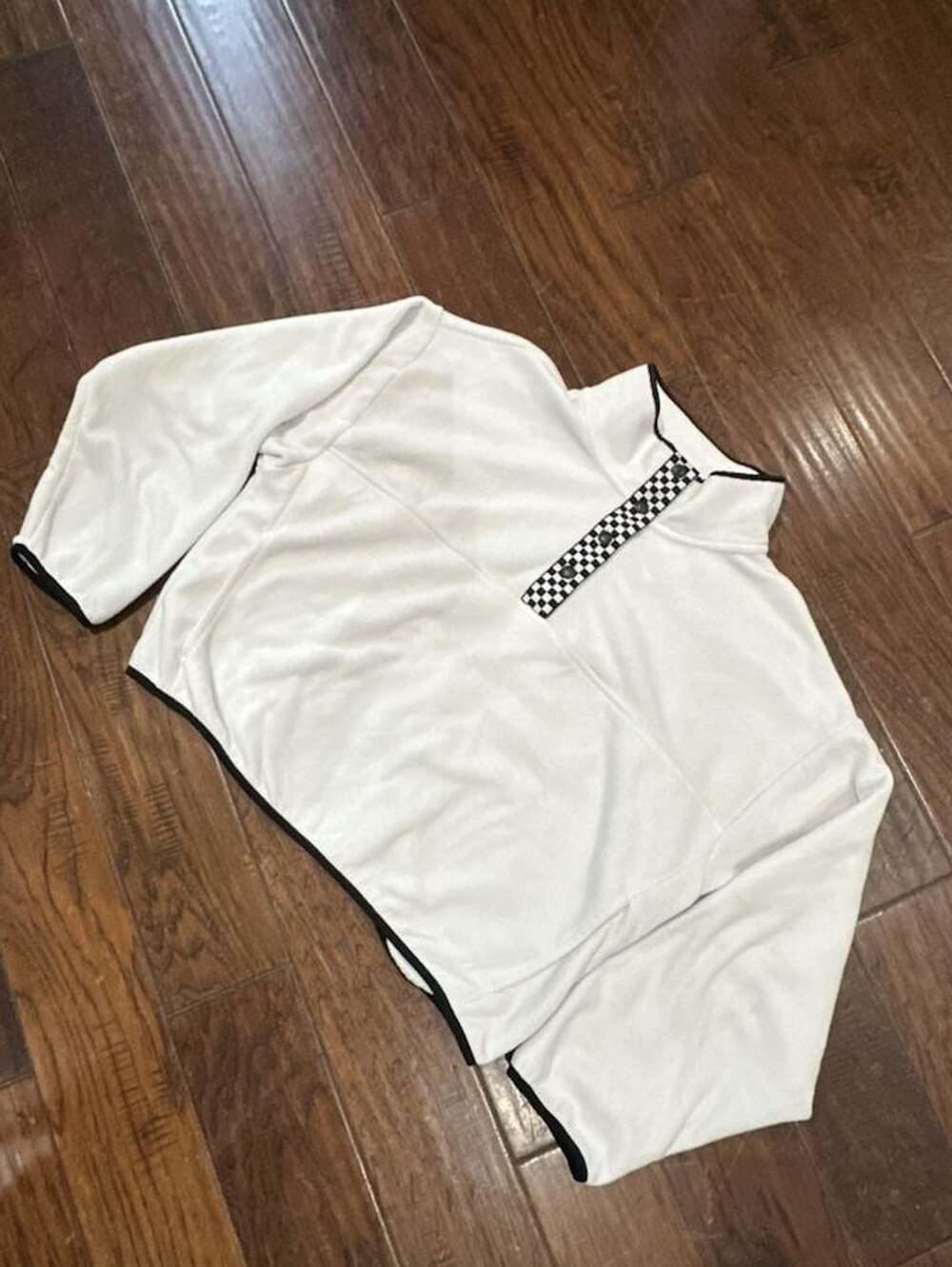 Vans Check Mark Polar Fleece Quarter Snap Pullover White Checkerboard